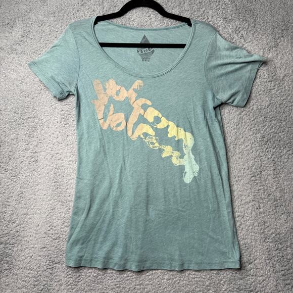 Volcom T Shirt Womens Medium Green Scoop Neck Short Sleeve - Picture 1 of 11